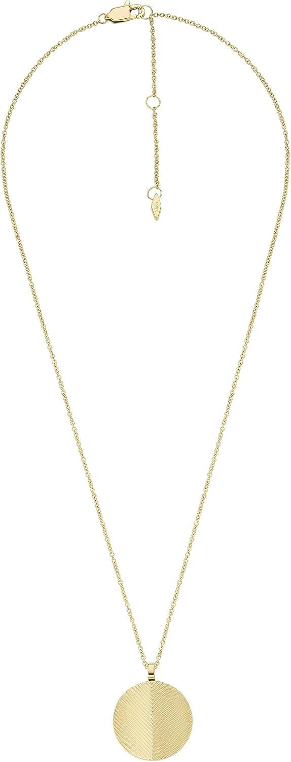 imageFossil Womens GoldTone Stainless Steel Pendant Chain Necklace for WomenGold Harlow Linear Texture Disc