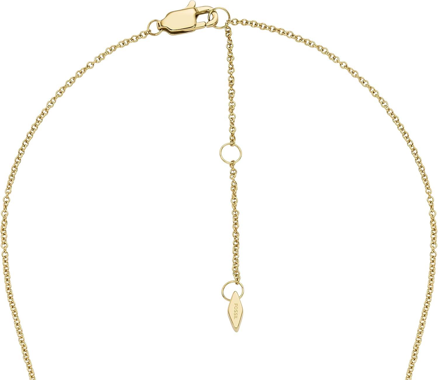 imageFossil Womens GoldTone Stainless Steel Pendant Chain Necklace for WomenGold Harlow Linear Texture Disc