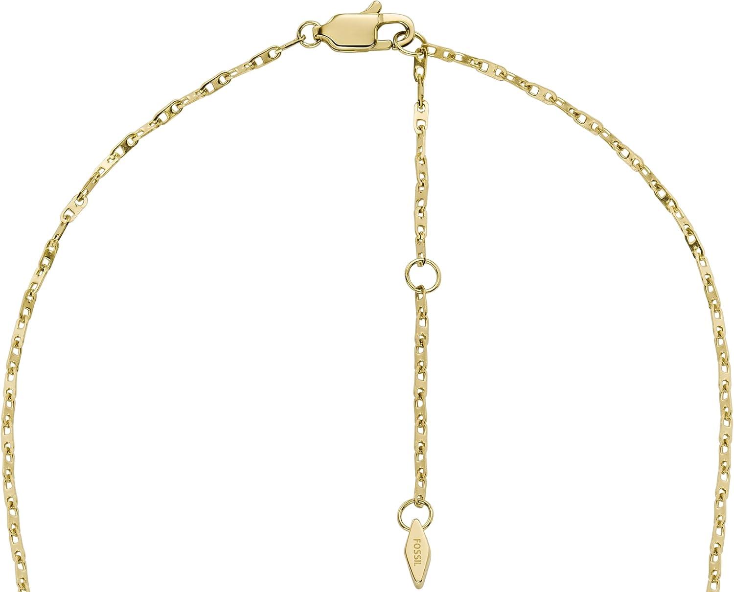 imageFossil Womens GoldTone Stainless Steel Pendant Chain Necklace for WomenGold Heritage DLink Glitz Chain