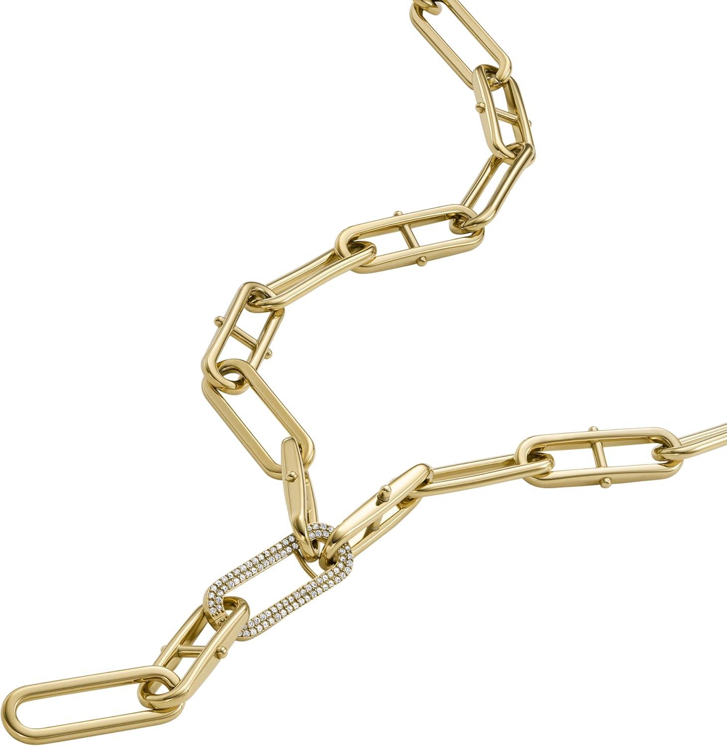 imageFossil Womens GoldTone Stainless Steel Pendant Chain Necklace for WomenGold Heritage DLink YNeck Chain