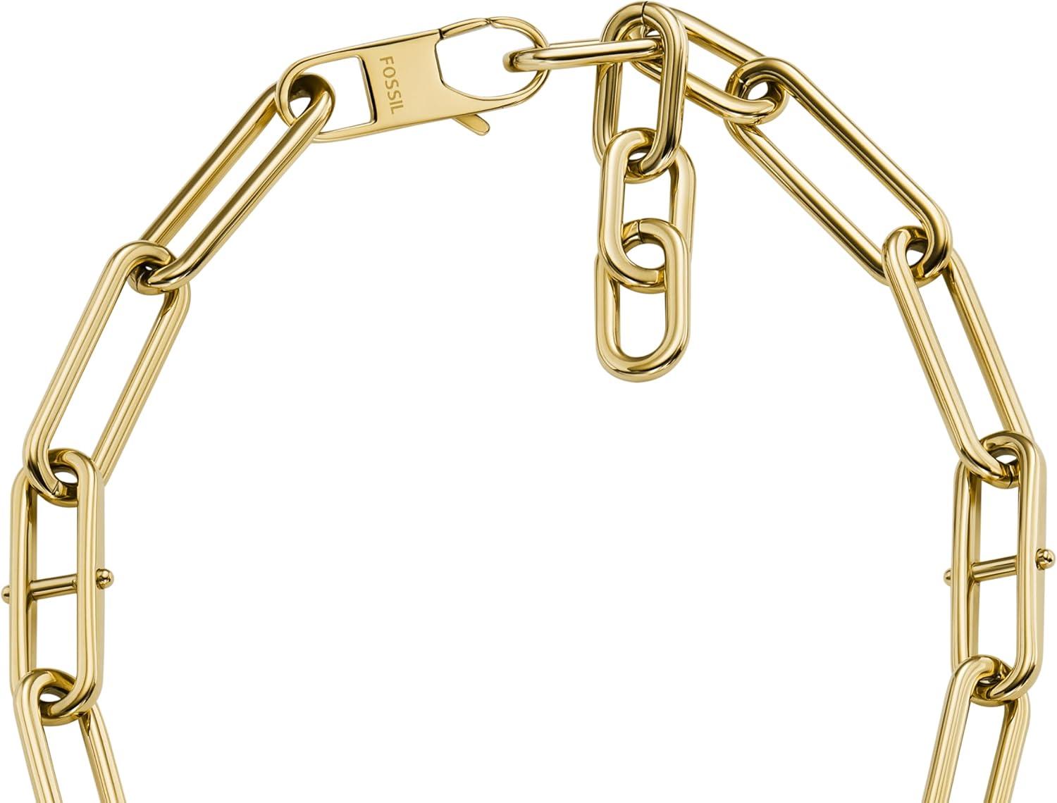 imageFossil Womens GoldTone Stainless Steel Pendant Chain Necklace for WomenGold Heritage DLink YNeck Chain