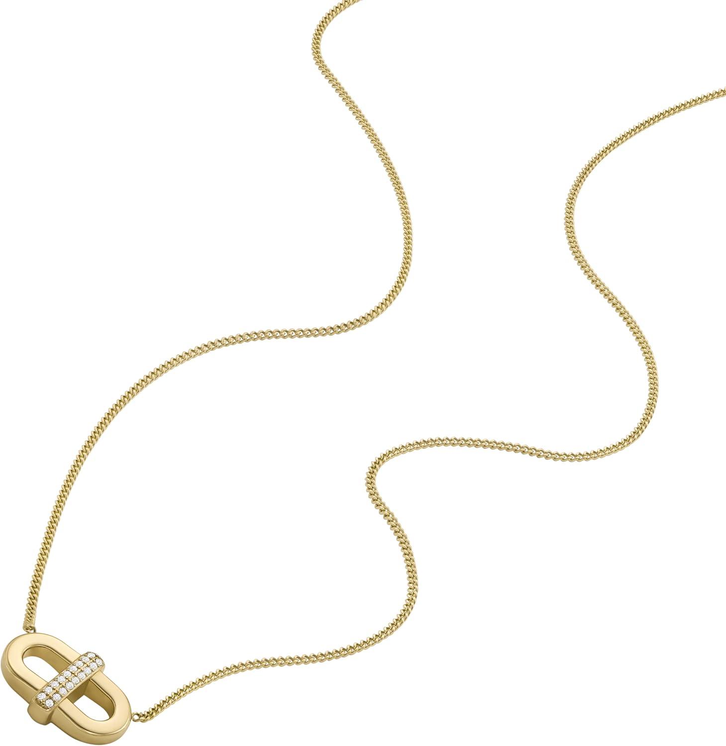 imageFossil Womens GoldTone Stainless Steel Pendant Chain Necklace for WomenGold Heritage Glitz DLink