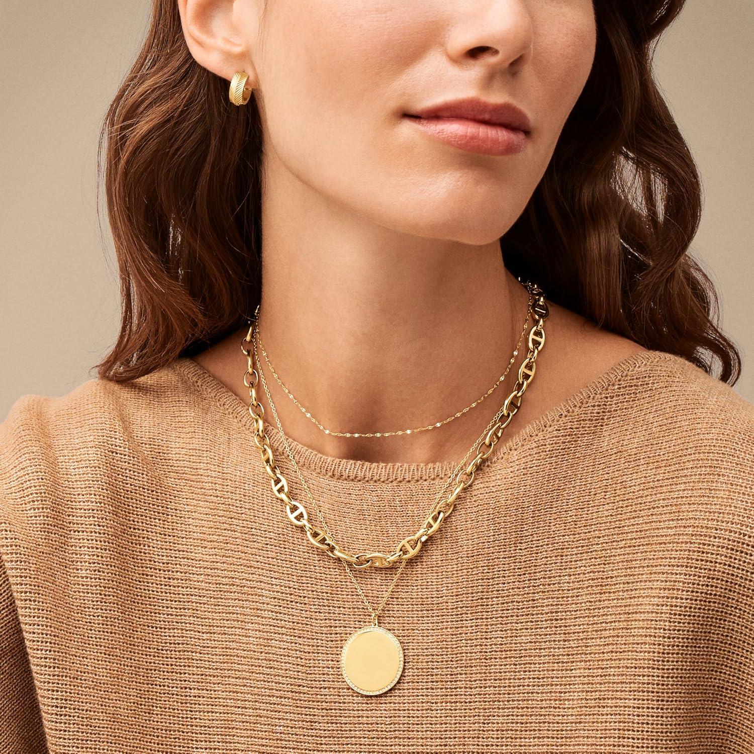 imageFossil Womens GoldTone Stainless Steel Pendant Chain Necklace for WomenGold Heritage Large Anchor Chain