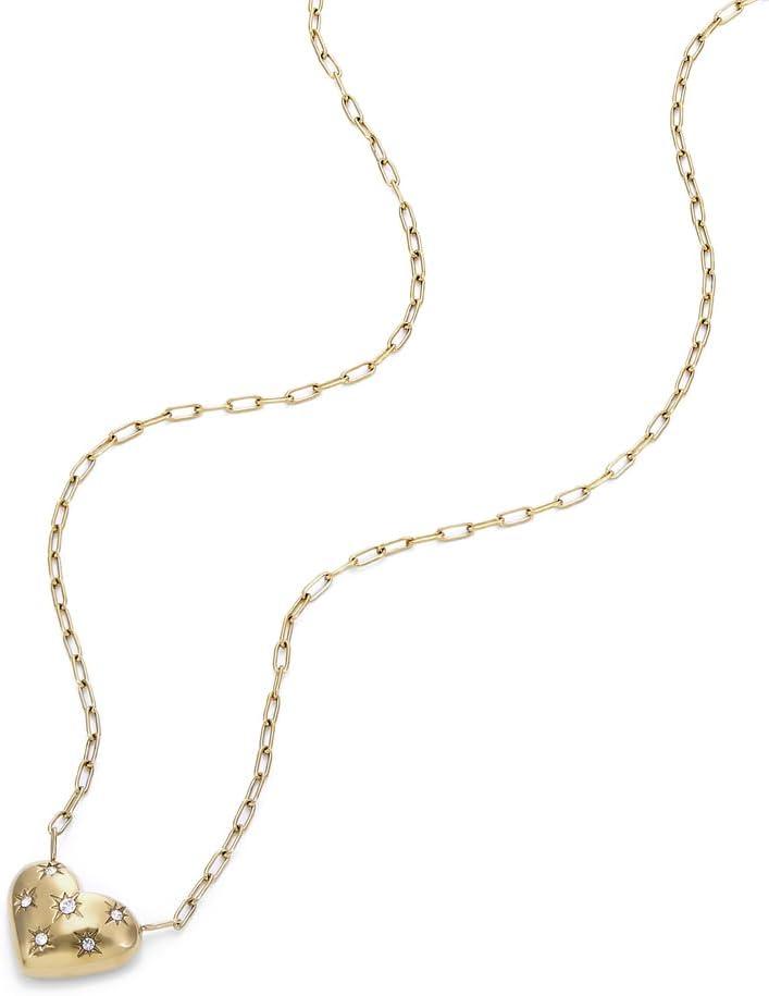 imageFossil Womens GoldTone Stainless Steel Pendant Chain Necklace for WomenGold Sadie Heart