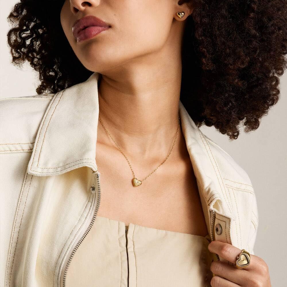 imageFossil Womens GoldTone Stainless Steel Pendant Chain Necklace for WomenGold Sadie Heart