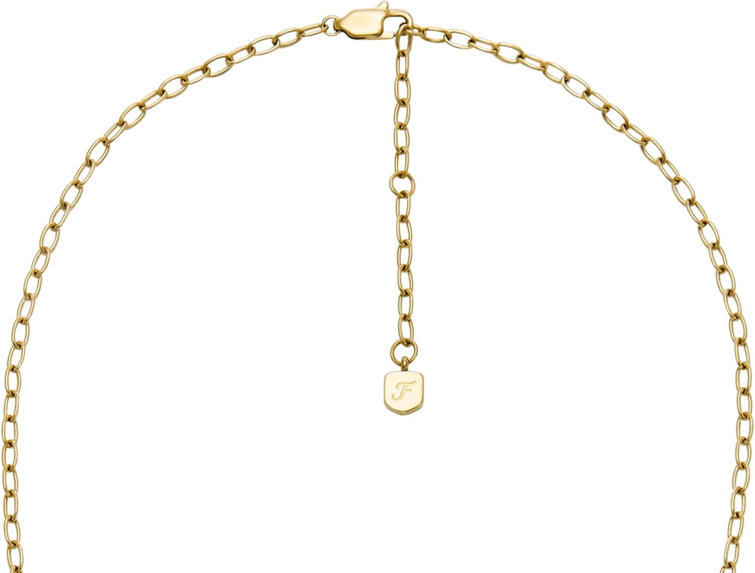imageFossil Womens GoldTone Stainless Steel Pendant Chain Necklace for WomenGold Sadie Heart Lock