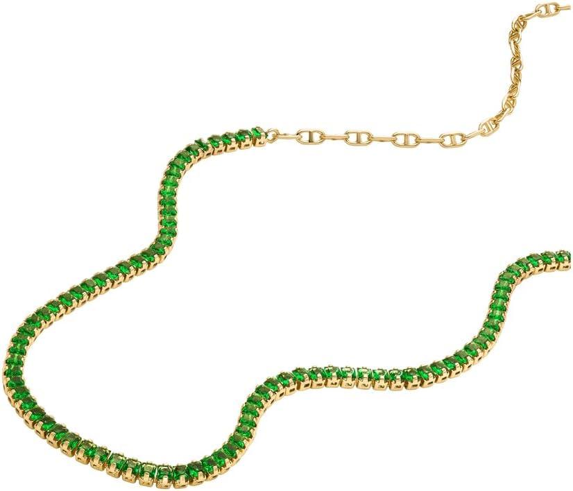imageFossil Womens GoldTone Stainless Steel Pendant Chain Necklace for WomenGoldGreen Chain