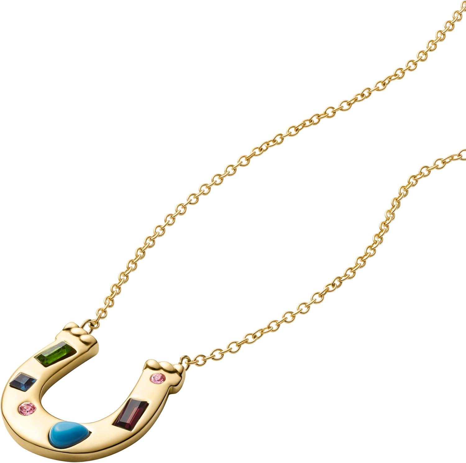 imageFossil Womens GoldTone Stainless Steel Pendant Chain Necklace for WomenGoldStone Horseshoe