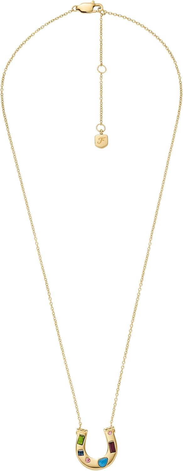 imageFossil Womens GoldTone Stainless Steel Pendant Chain Necklace for WomenGoldStone Horseshoe