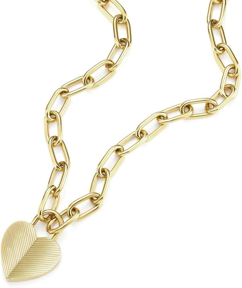 imageFossil Womens GoldTone Stainless Steel Pendant Chain Necklace for WomenHarlow Gold Heart Chain