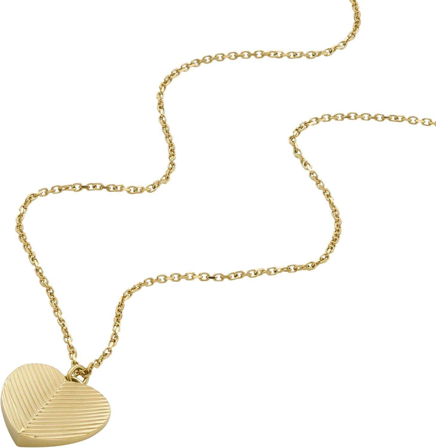 imageFossil Womens GoldTone Stainless Steel Pendant Chain Necklace for WomenHarlow Gold Heart Pendant