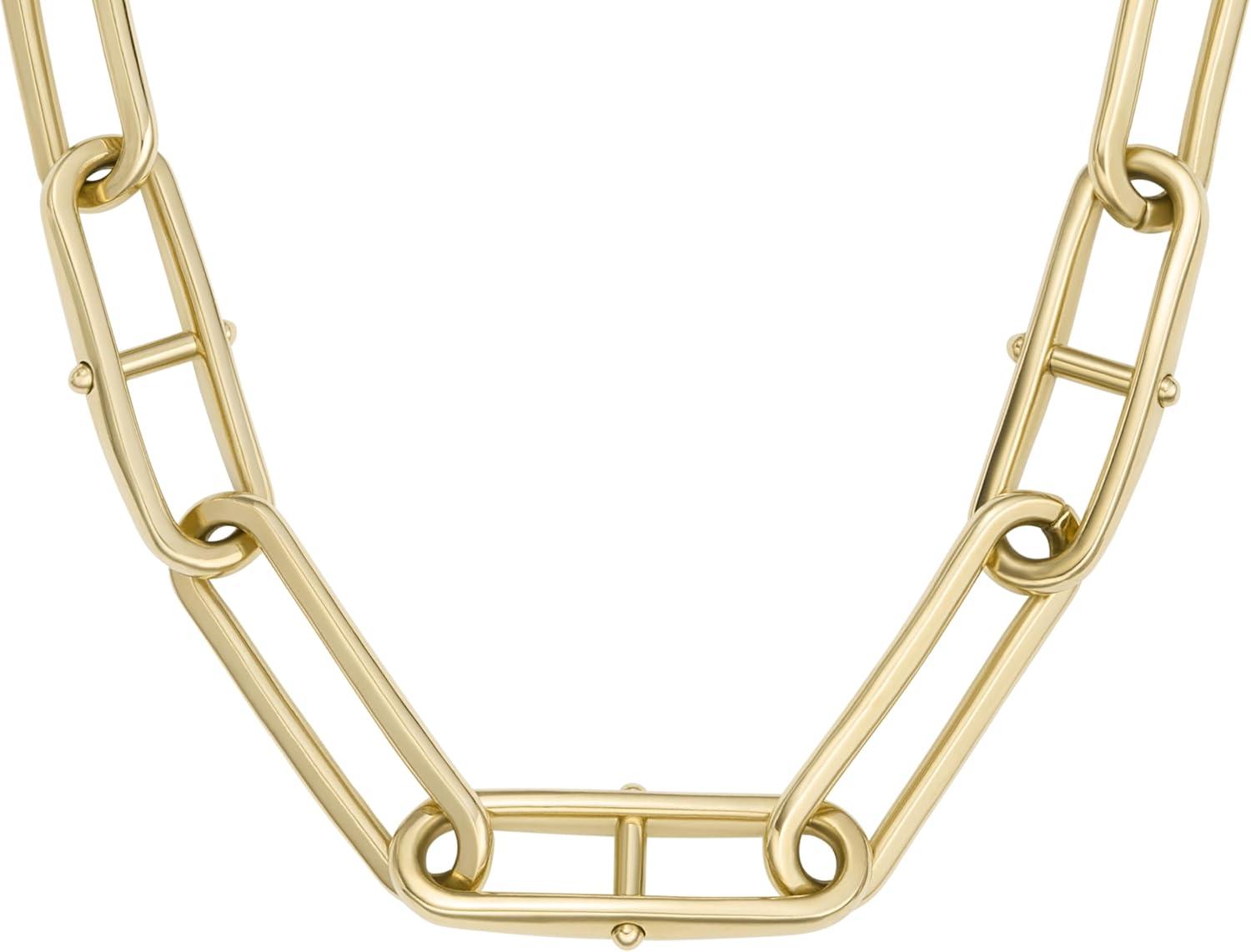 imageFossil Womens GoldTone Stainless Steel Pendant Chain Necklace for WomenHeritage Gold Link