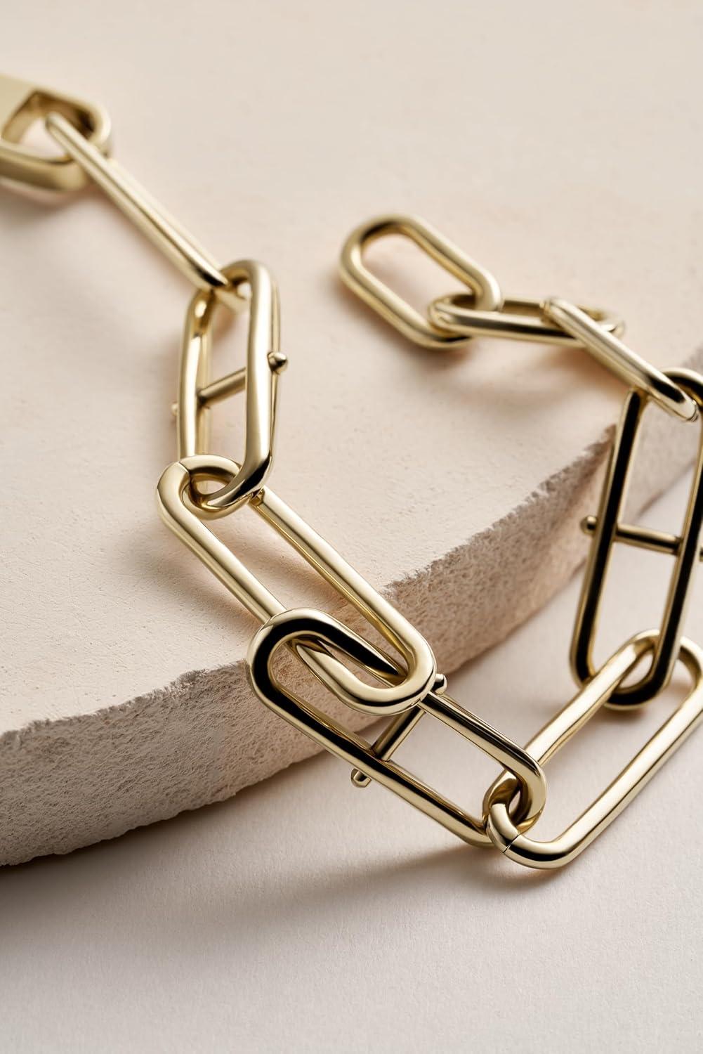 imageFossil Womens GoldTone Stainless Steel Pendant Chain Necklace for WomenHeritage Gold Link