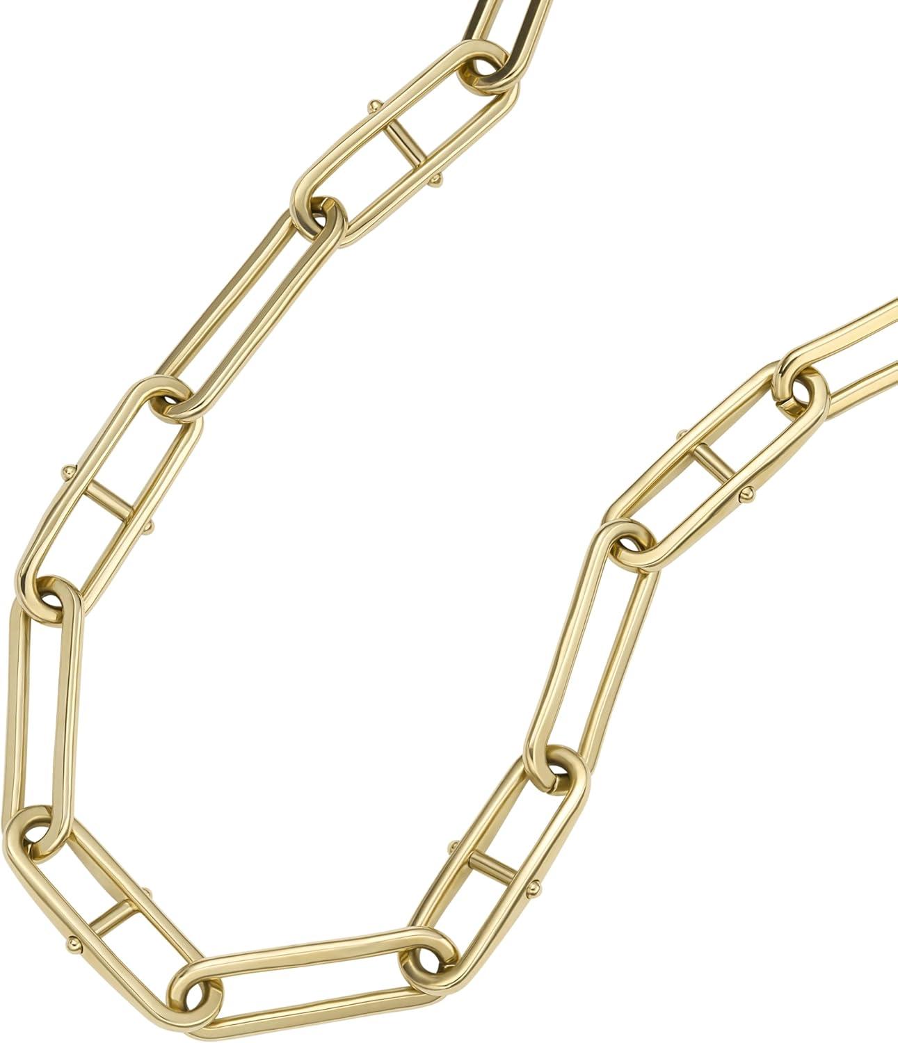 imageFossil Womens GoldTone Stainless Steel Pendant Chain Necklace for WomenHeritage Gold Link