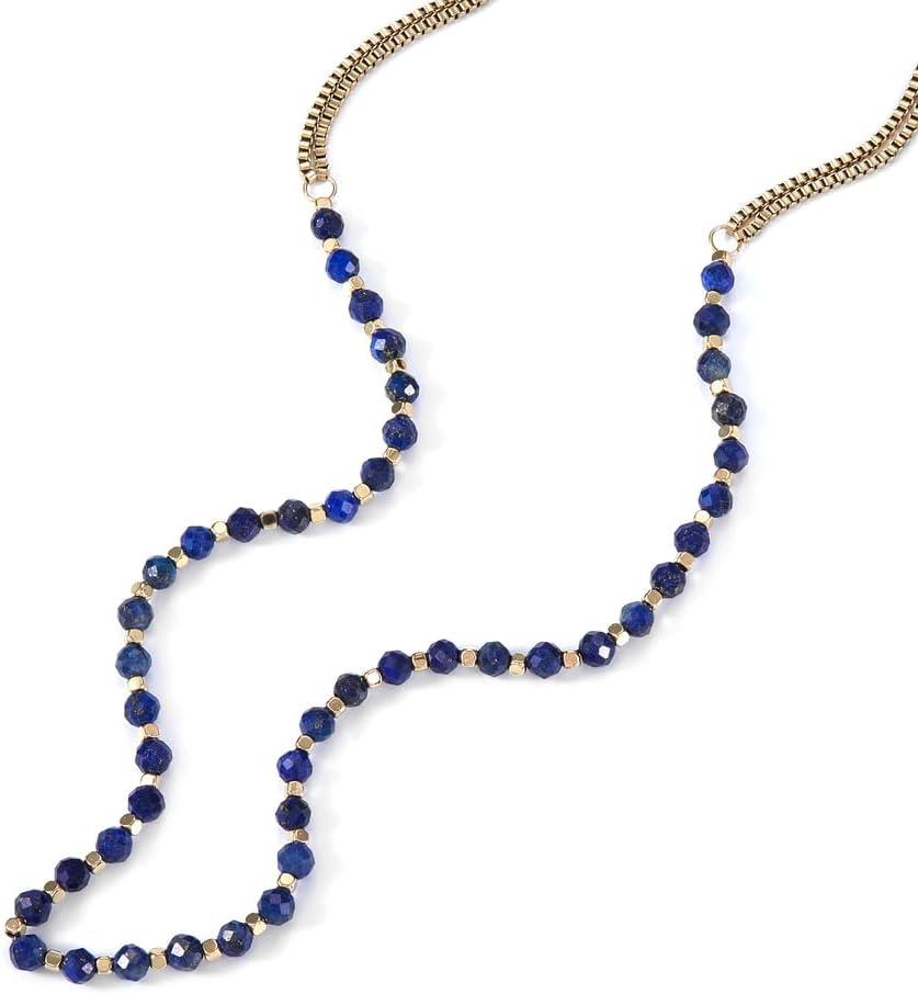 imageFossil Womens GoldTone Stainless Steel Pendant Chain Necklace for WomenLayered Blue Bead