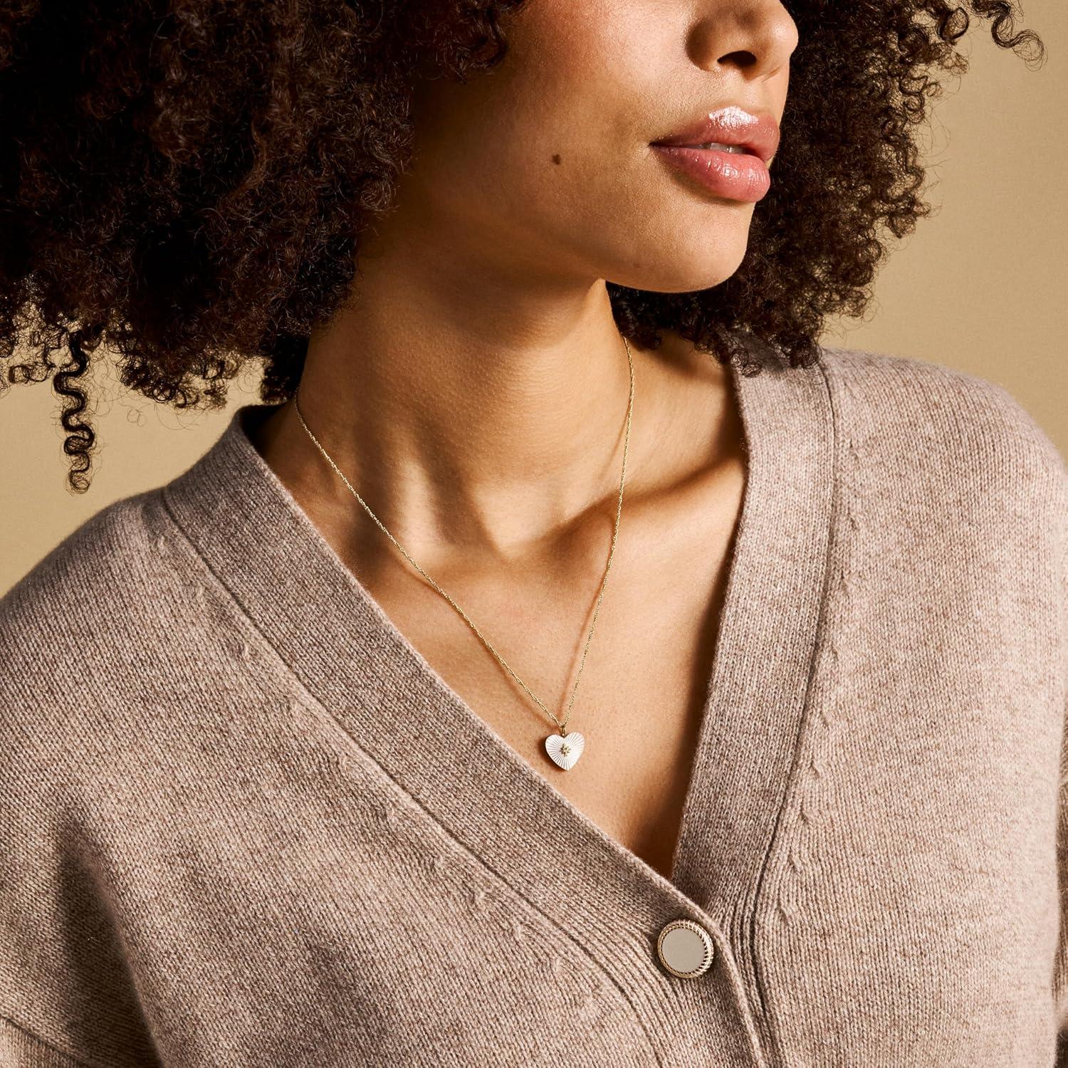 imageFossil Womens GoldTone Stainless Steel Pendant Chain Necklace for WomenMOP Heart