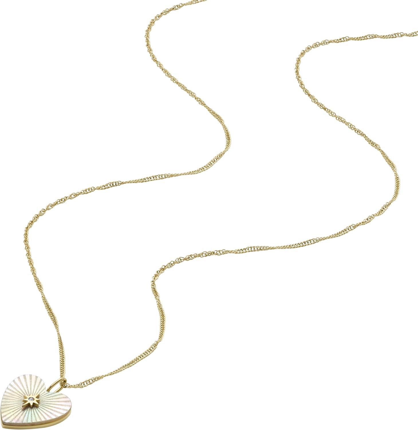 imageFossil Womens GoldTone Stainless Steel Pendant Chain Necklace for WomenMOP Heart