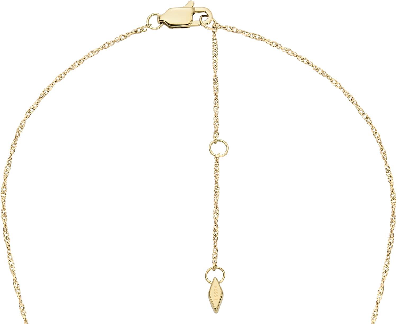 imageFossil Womens GoldTone Stainless Steel Pendant Chain Necklace for WomenMOP Heart Locket