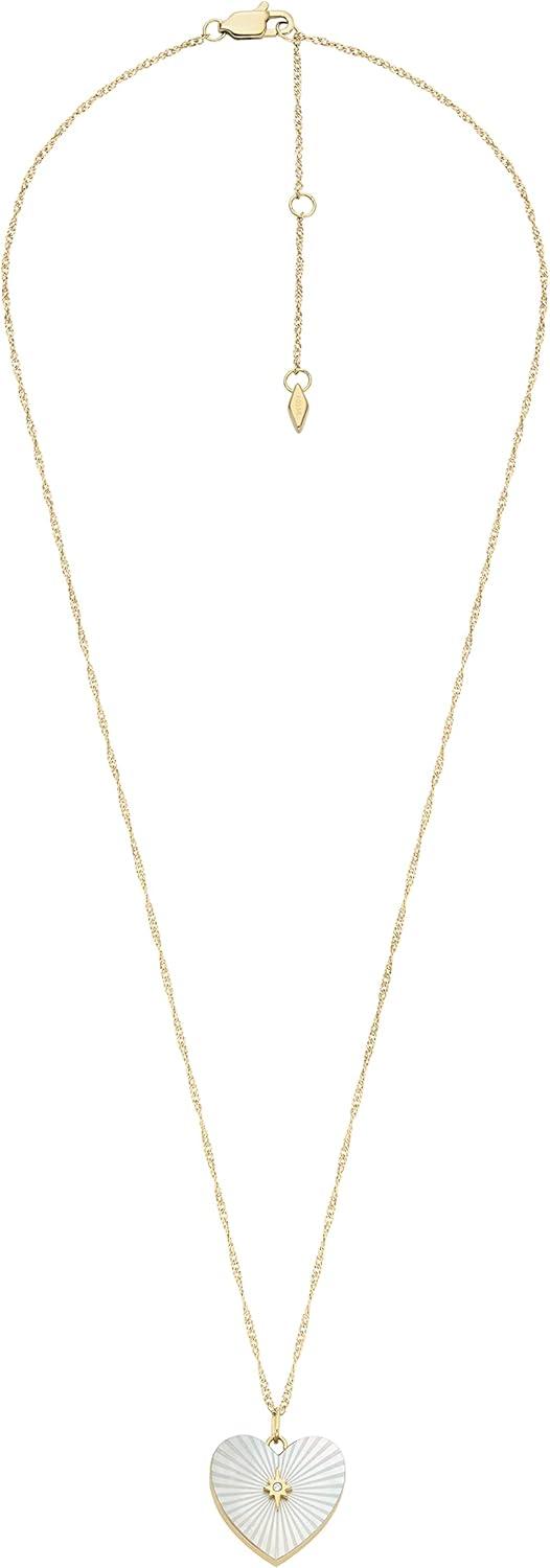 imageFossil Womens GoldTone Stainless Steel Pendant Chain Necklace for WomenMOP Heart Locket