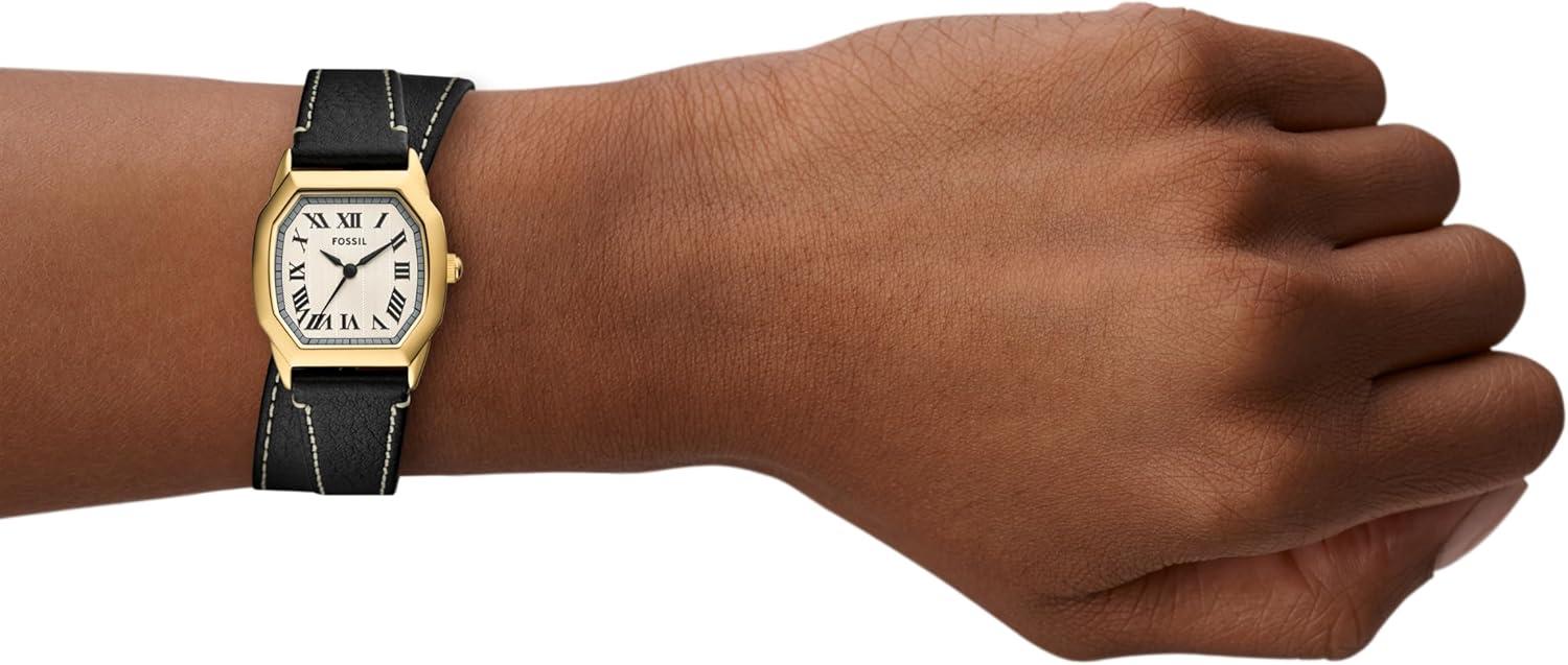 imageFossil Womens Harlow ThreeHand Stainless Steel Bracelet WatchBlack LeatherGold