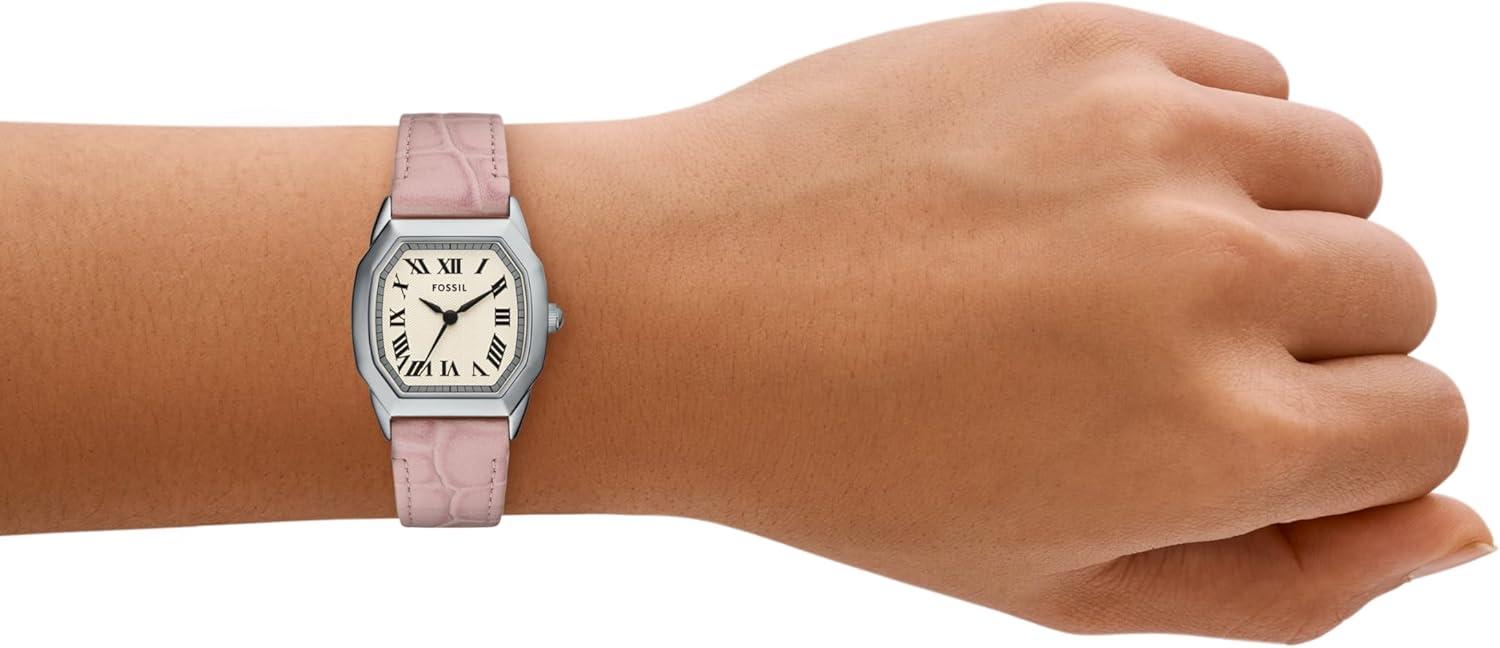 imageFossil Womens Harlow ThreeHand Stainless Steel Bracelet WatchPink LeatherSilver