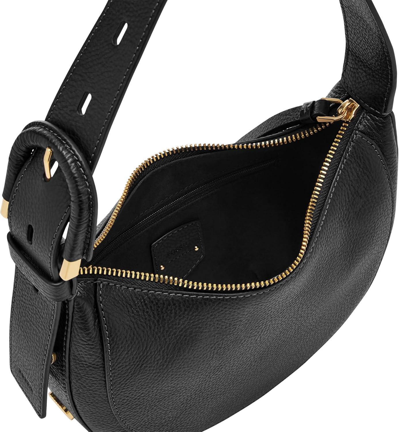 imageFossil Womens Harwell Leather Crescent Shoulder BagBlack