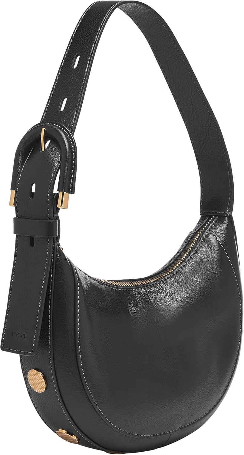 imageFossil Womens Harwell Leather Crescent Shoulder BagBlack