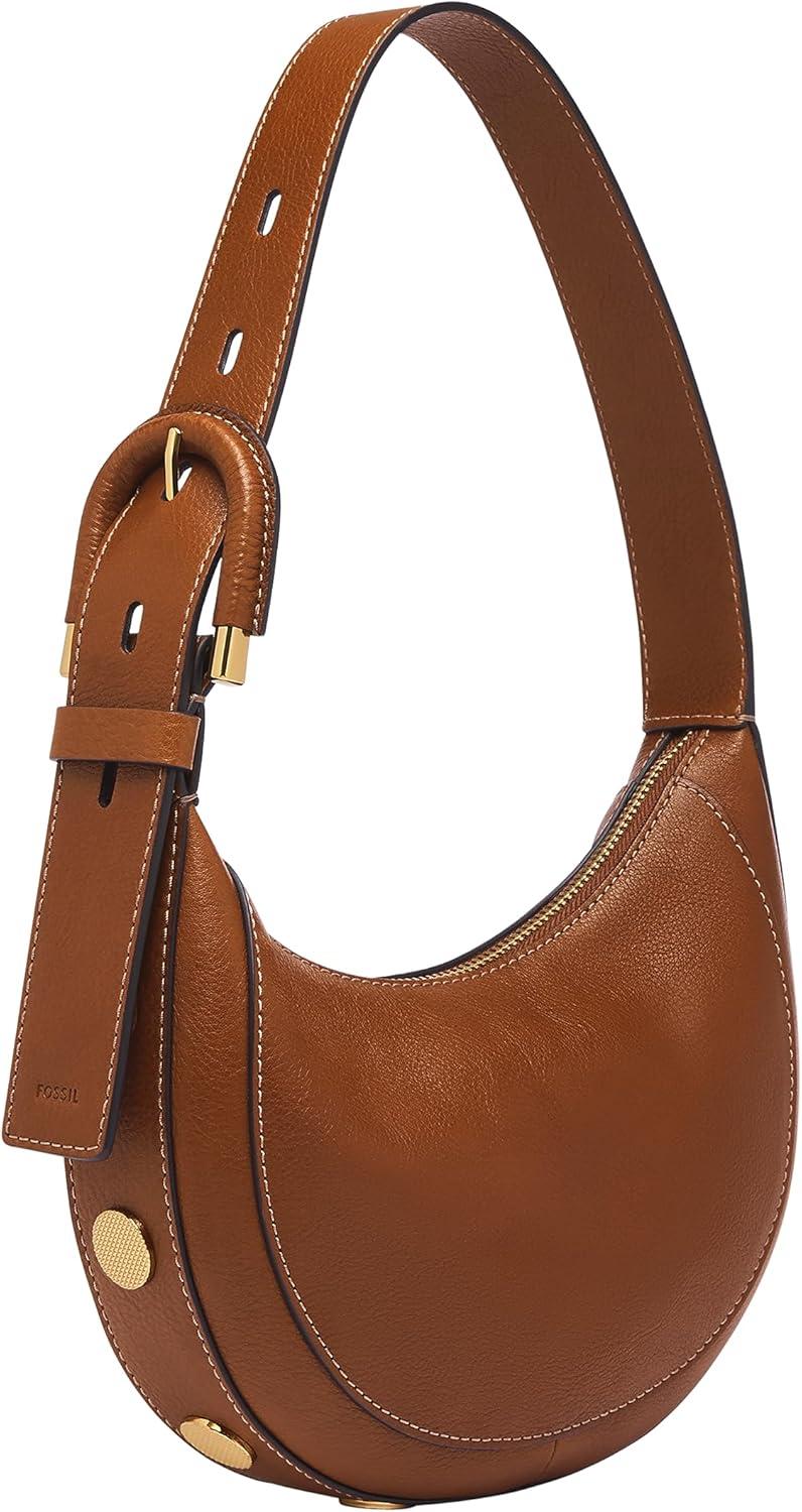 imageFossil Womens Harwell Leather Crescent Shoulder BagMedium Brown