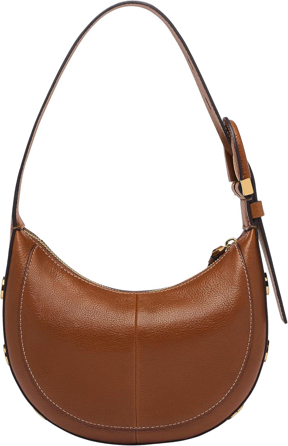 imageFossil Womens Harwell Leather Crescent Shoulder BagMedium Brown