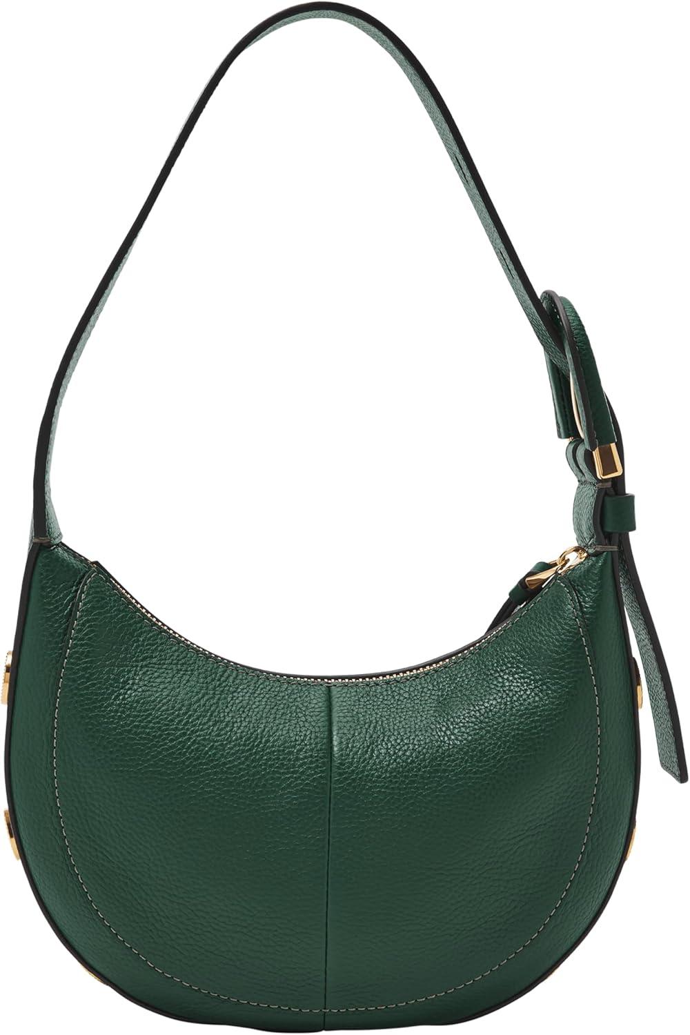 imageFossil Womens Harwell Leather Crescent Shoulder BagViridian W Studs