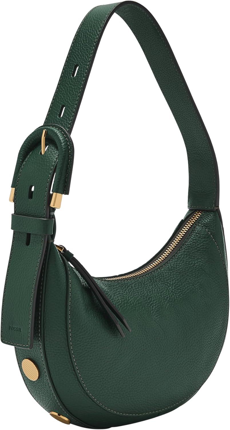 imageFossil Womens Harwell Leather Crescent Shoulder BagViridian W Studs