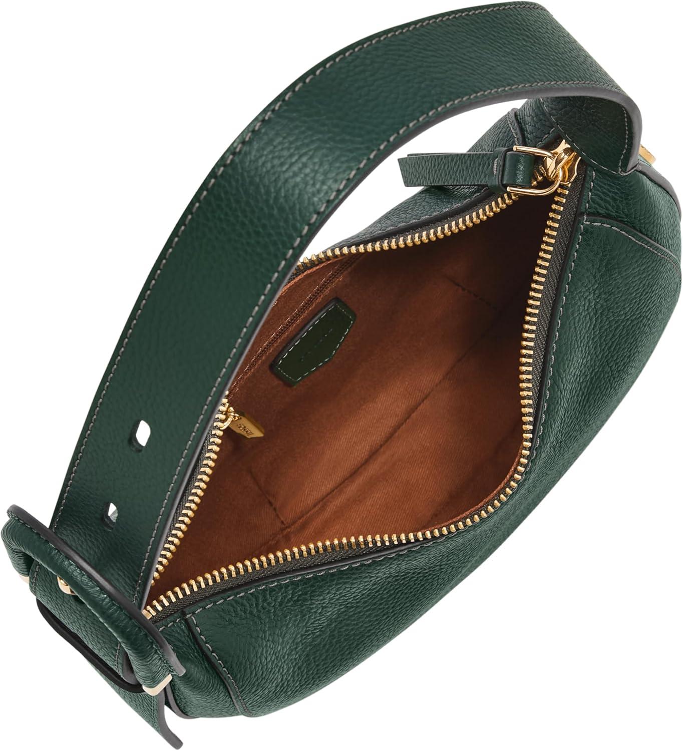 imageFossil Womens Harwell Leather Crescent Shoulder BagViridian W Studs