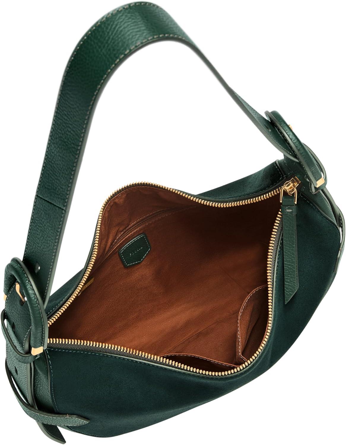 imageFossil Womens Harwell Leather Hobo Purse Handbag for WomenViridian Suede