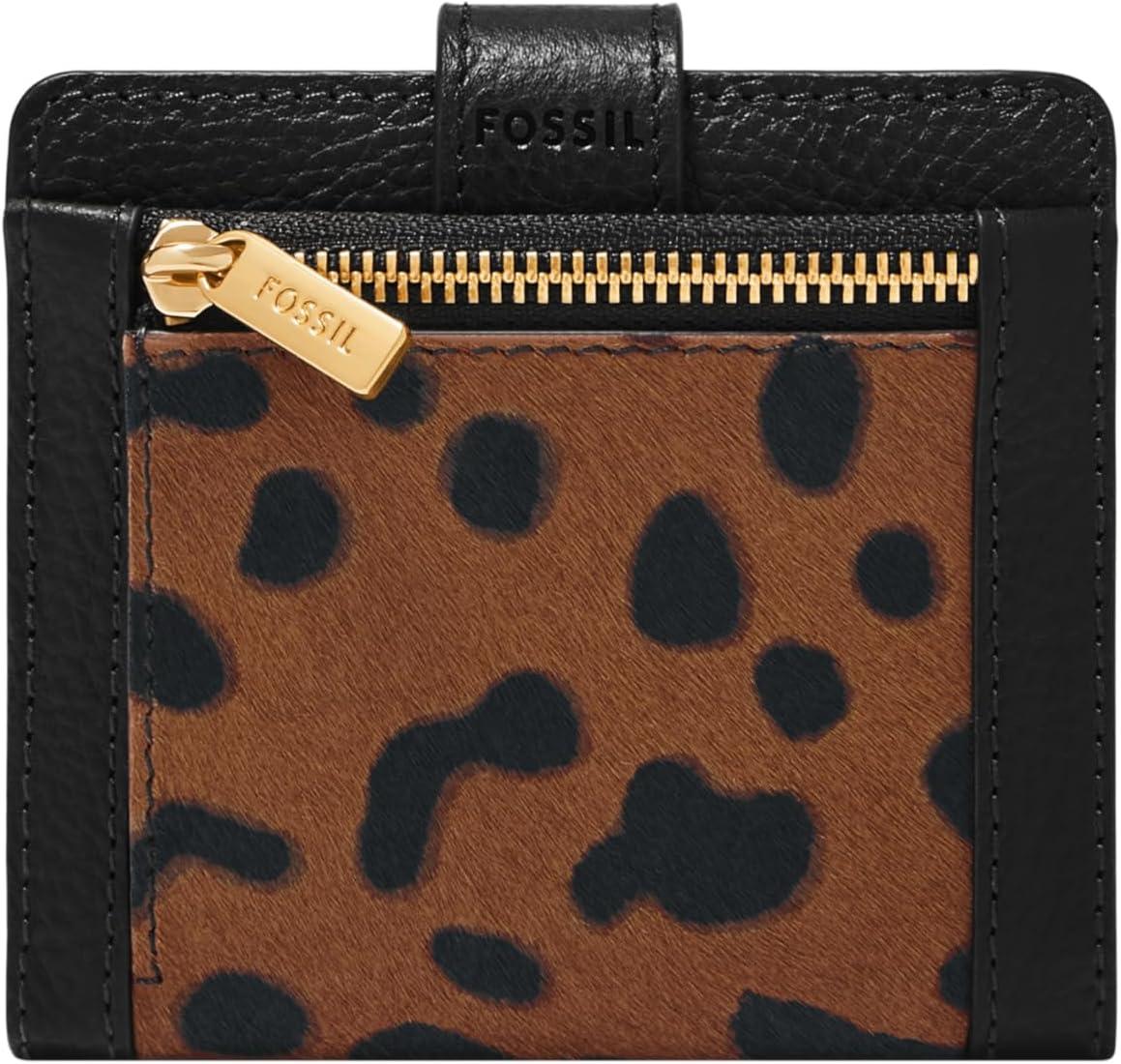imageFossil Womens Harwell Small Tab Bifold WalletBlackLeopard Haircalf