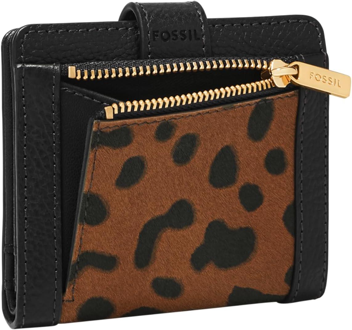 imageFossil Womens Harwell Small Tab Bifold WalletBlackLeopard Haircalf