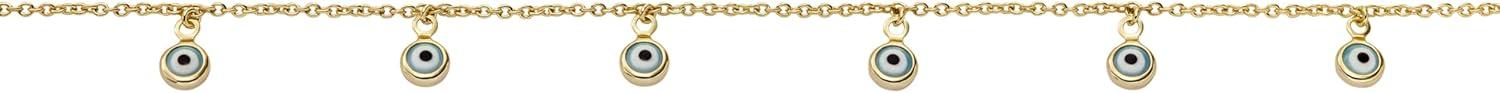 imageFossil Womens Heritage DLink Brass Chain AnkletGold Evil Eye