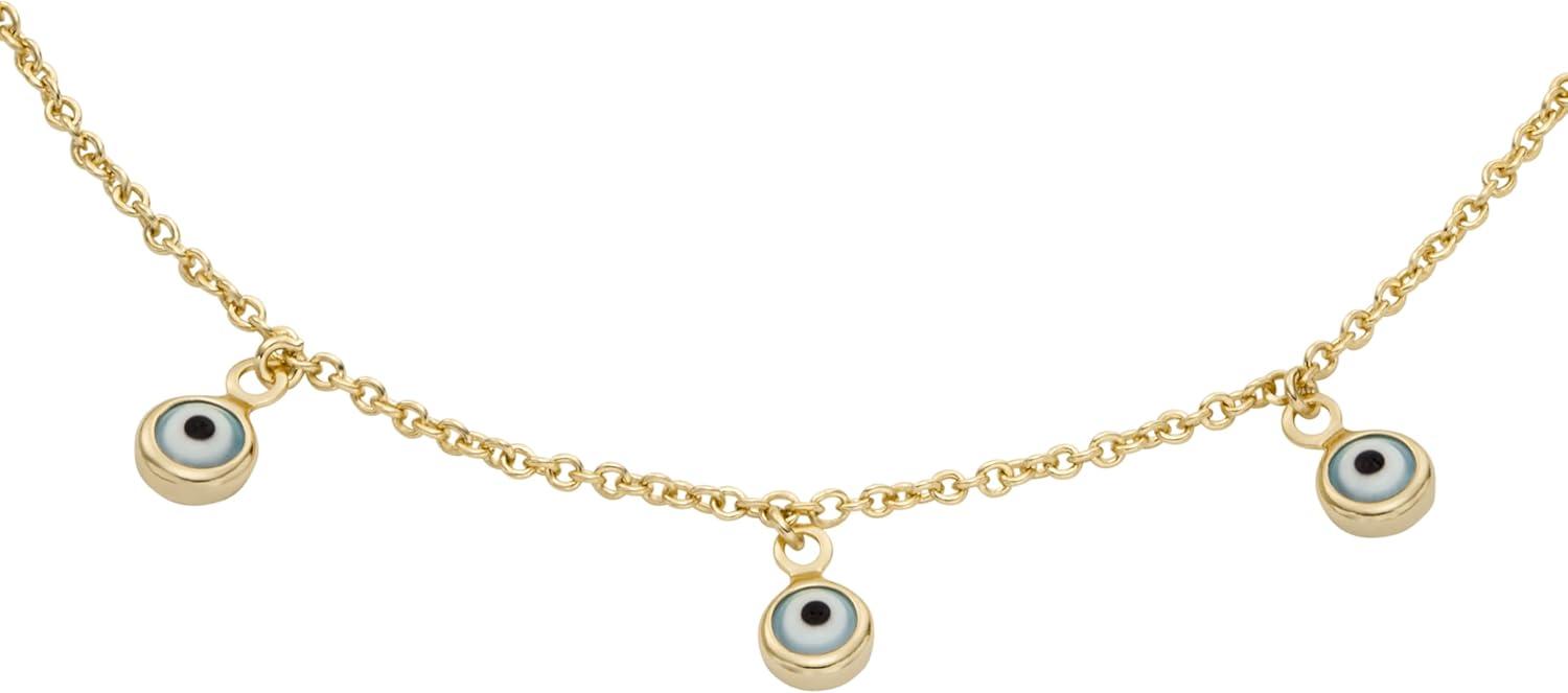 imageFossil Womens Heritage DLink Brass Chain AnkletGold Evil Eye