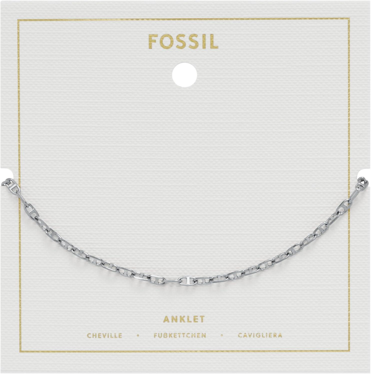 imageFossil Womens Heritage DLink Brass Chain AnkletSilver