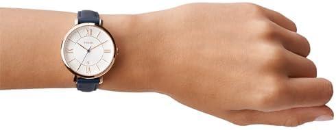 imageFossil Womens Jacqueline Quartz Stainless Steel ThreeHand WatchBlue LeatherRose Gold
