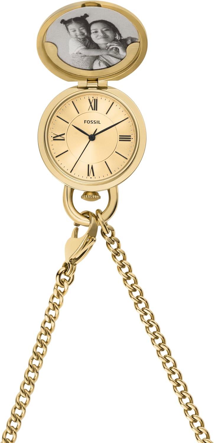 imageFossil Womens Jacqueline Quartz Stainless Steel ThreeHand WatchGold Glitz Locket Watch