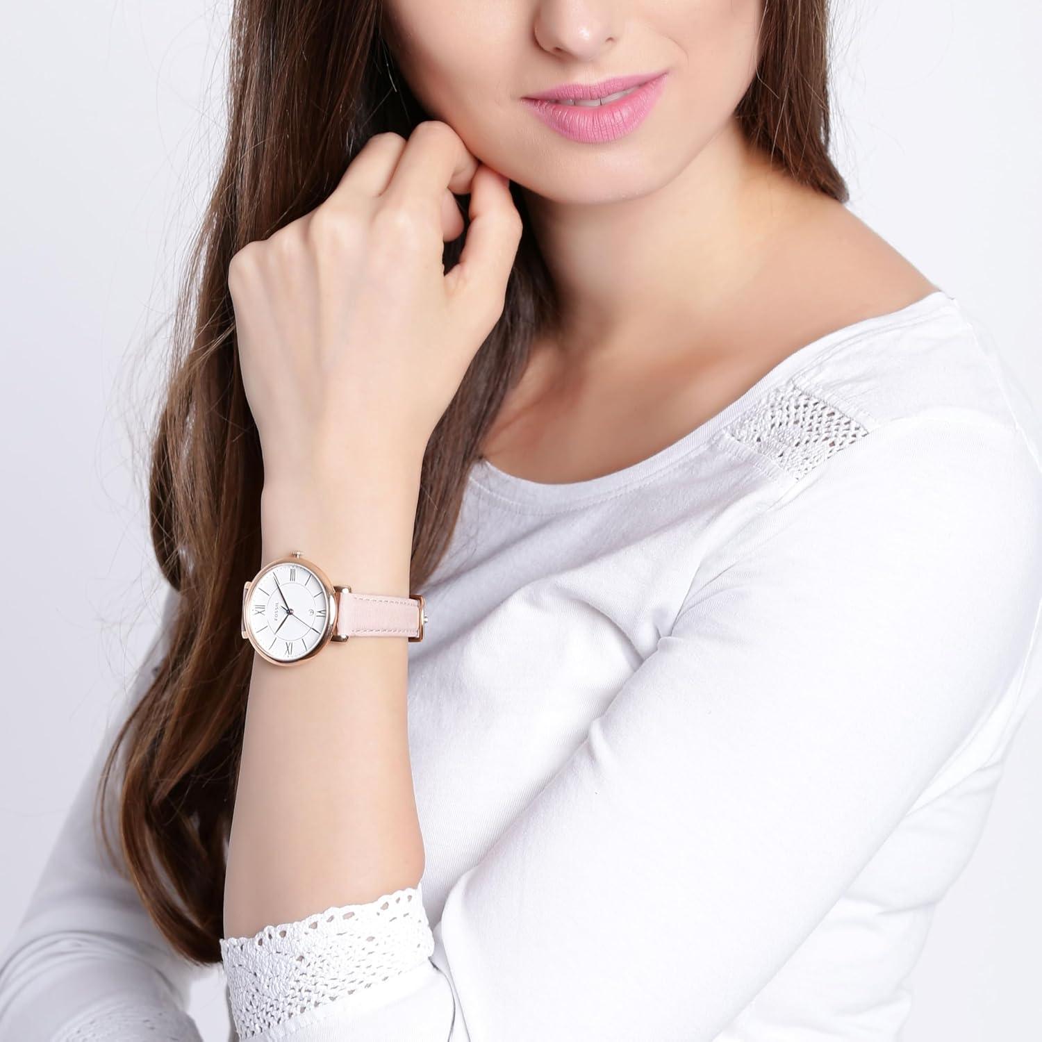 imageFossil Womens Jacqueline Quartz Stainless Steel ThreeHand WatchRose Gold  Blush