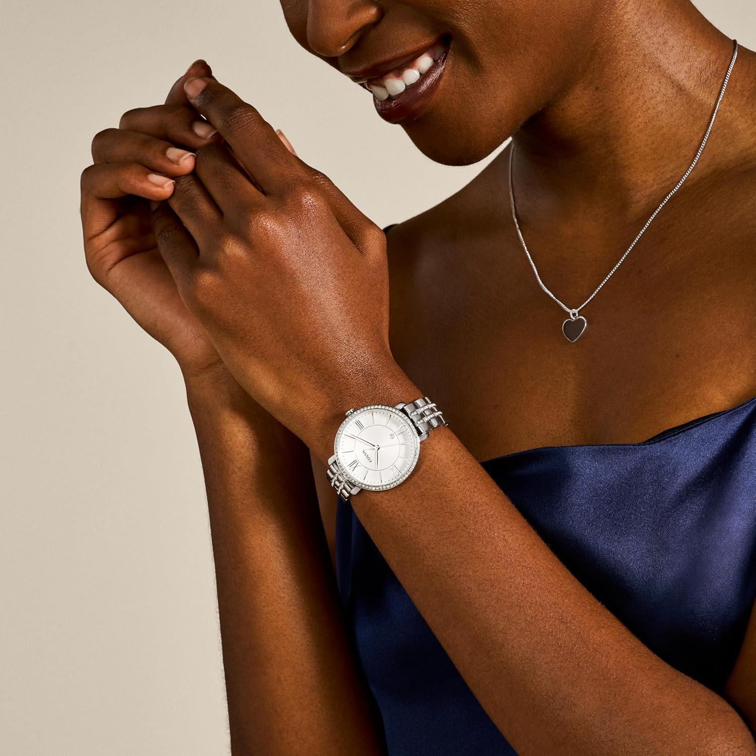 imageFossil Womens Jacqueline Quartz Stainless Steel ThreeHand WatchSilver Glitz