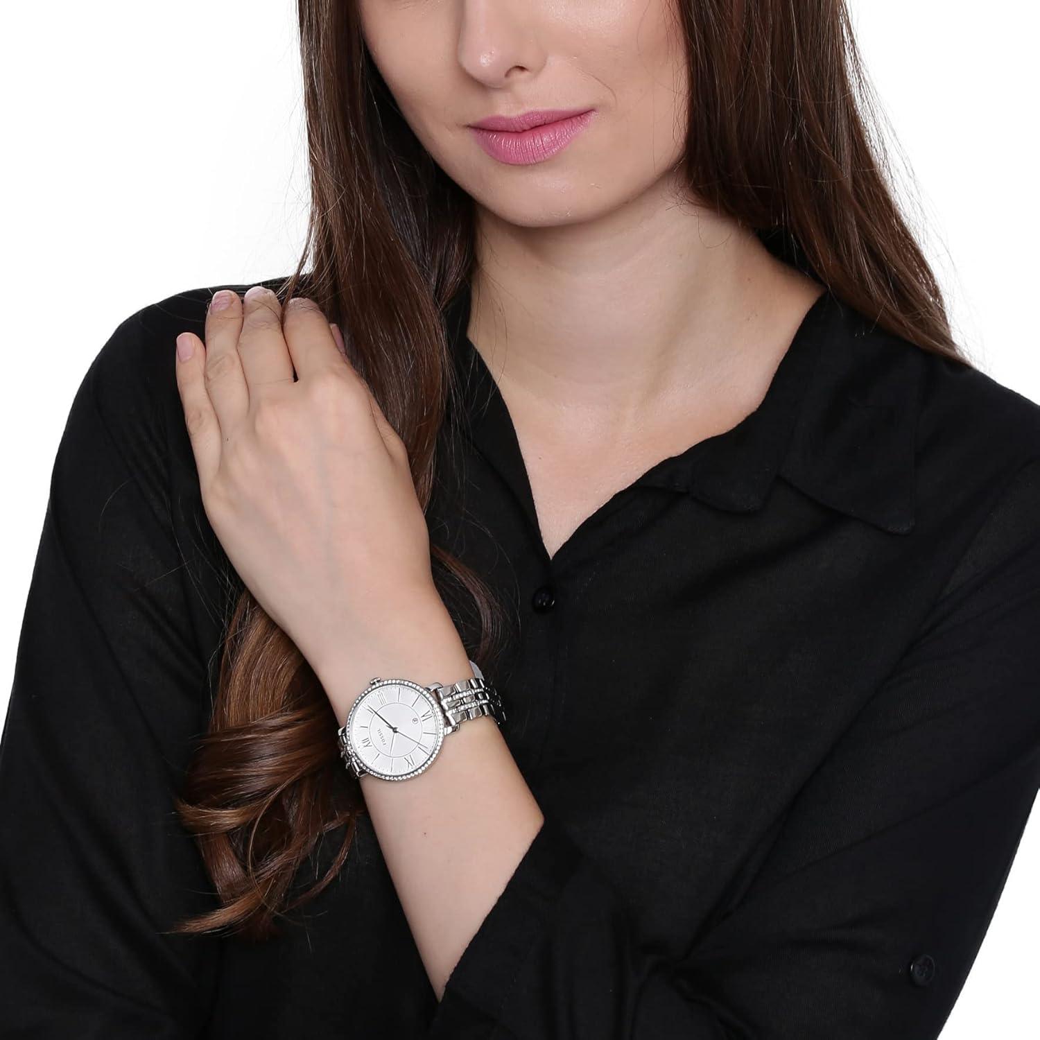 imageFossil Womens Jacqueline Quartz Stainless Steel ThreeHand WatchSilver Glitz