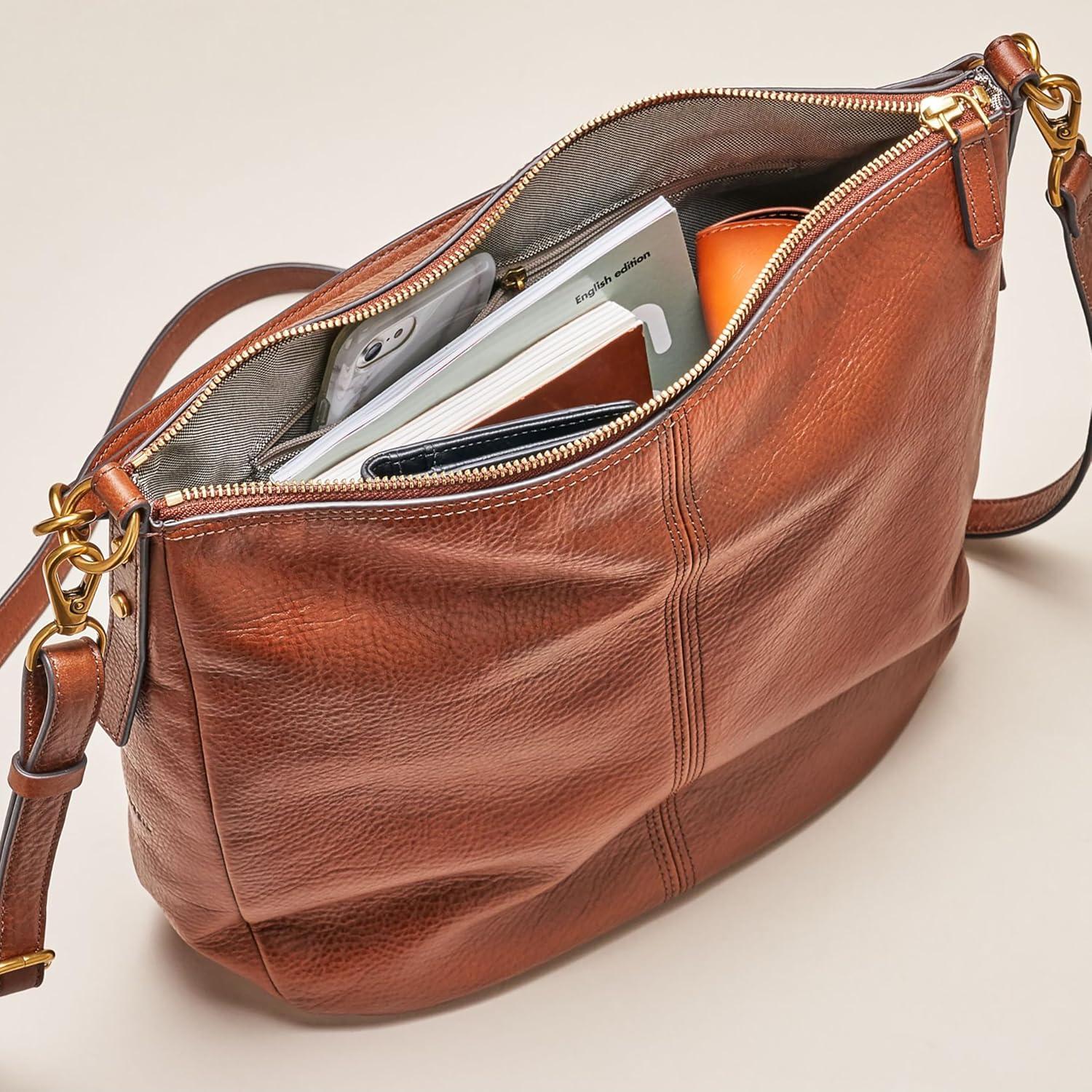 imageFossil Womens Jolie Leather Crossbody Purse Handbag for WomenBrown