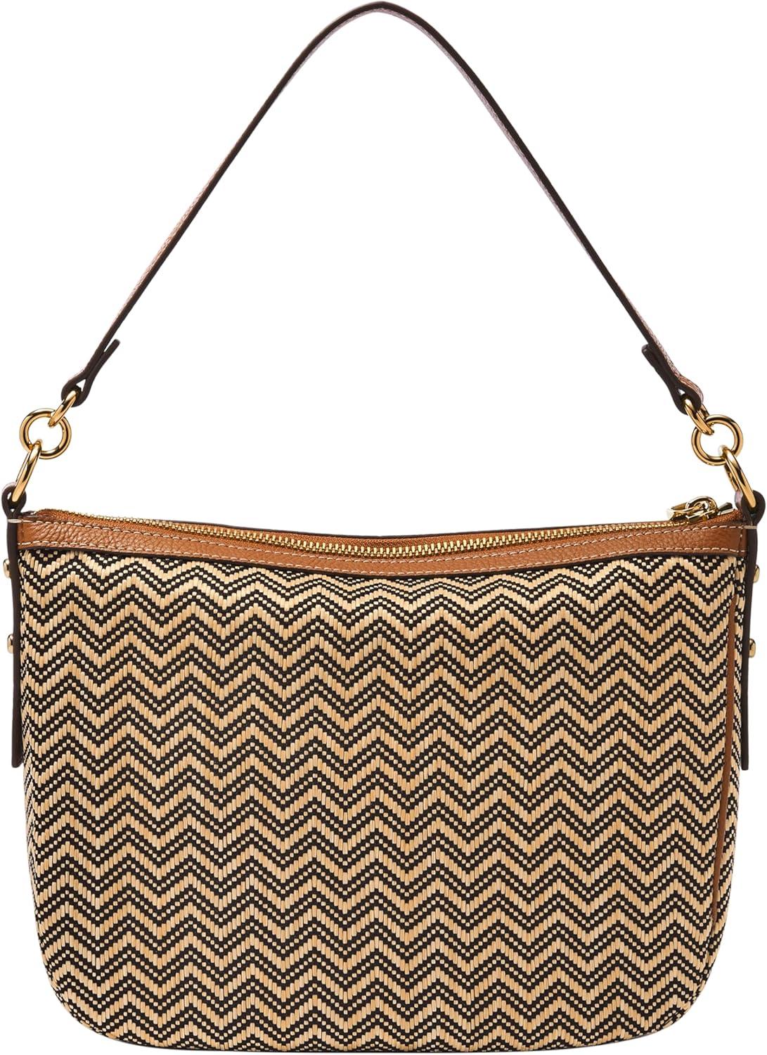 imageFossil Womens Jolie Leather Crossbody Purse Handbag for WomenChevron Straw