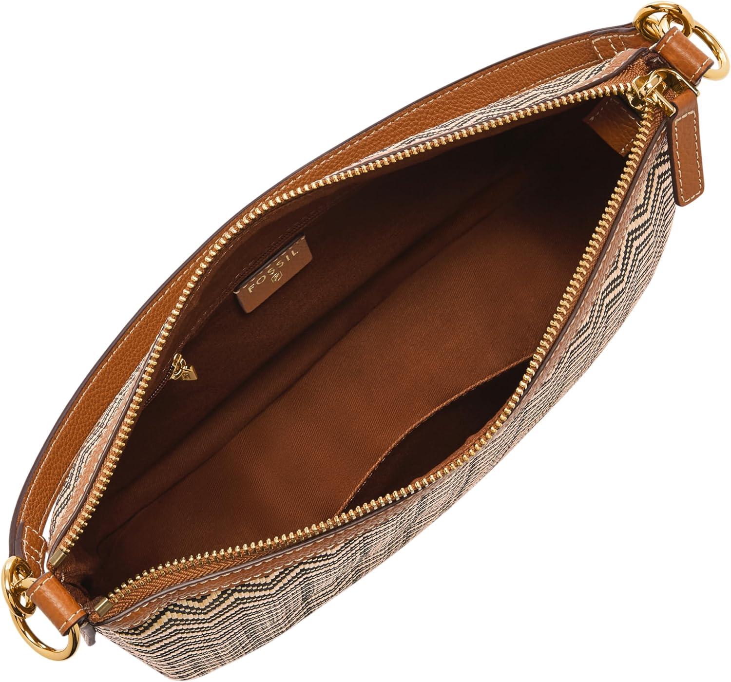imageFossil Womens Jolie Leather Crossbody Purse Handbag for WomenChevron Straw