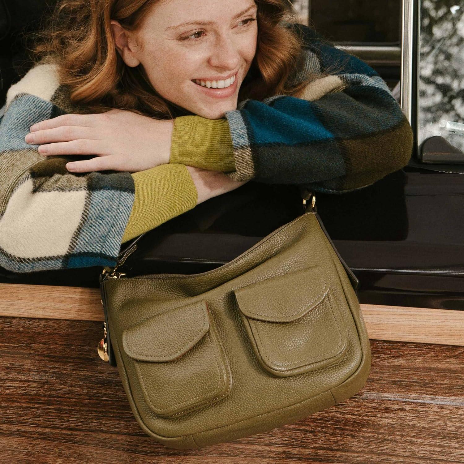 imageFossil Womens Jolie Leather Crossbody Purse Handbag for WomenDesert Olive