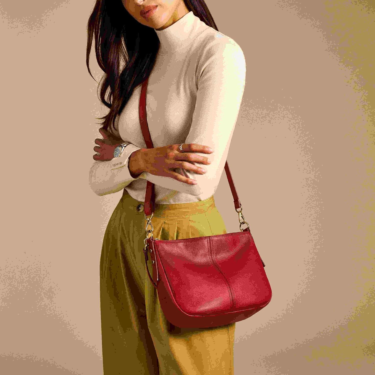 imageFossil Womens Jolie Leather Crossbody Purse Handbag for WomenGarnet