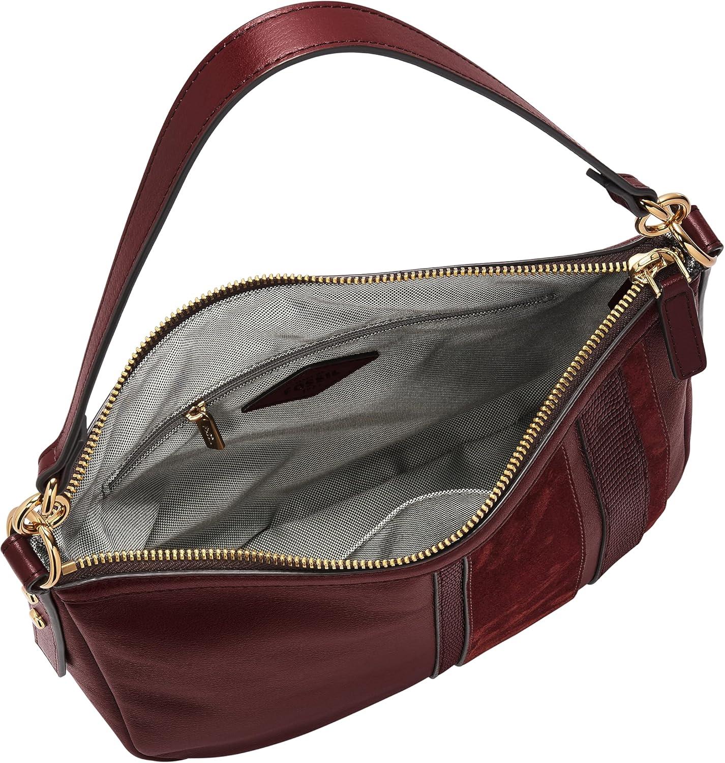 imageFossil Womens Jolie Leather Crossbody Purse Handbag for WomenMahogany Suede Lizard