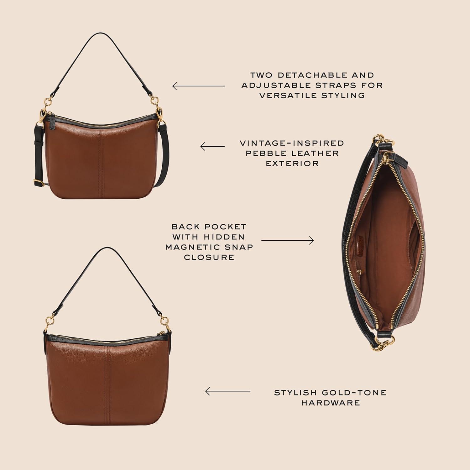 imageFossil Womens Jolie Leather Crossbody Purse Handbag for WomenMahogany Suede Lizard